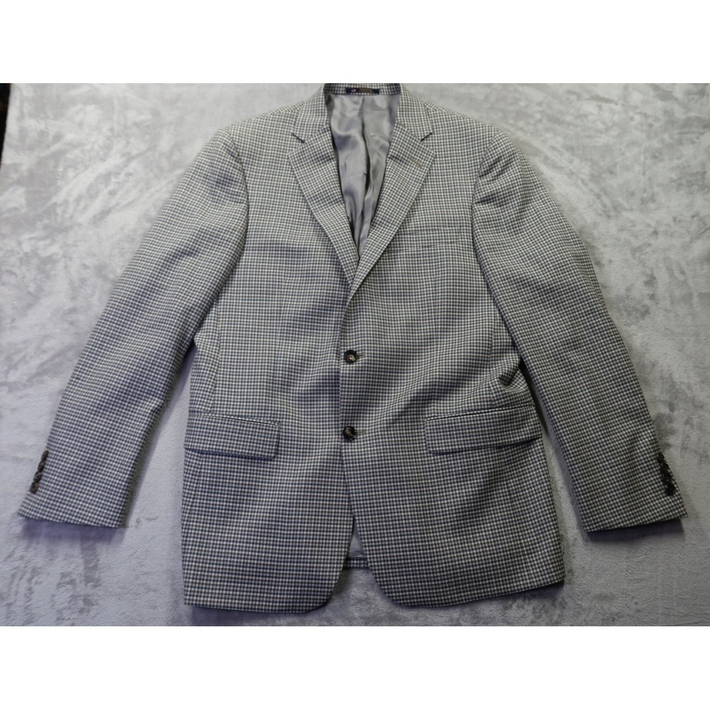 Hart Schaffner Marx Mens Grey Blue Micro Check Blazer Sport Coat Made in USA‎